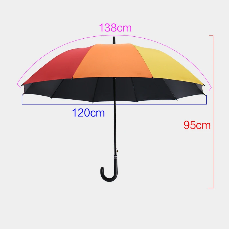 WHY430 Rainbow Umbrella J Handle UV Coated 16K/10K Umbrella Customize Logo Gift Couple Semi Automatic Umbrella