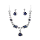 Jewelry Alloy Inlaid Artificial Gems Rhinestones Necklaces And Earrings Zircon Pendant Jewelry Set For Wedding
