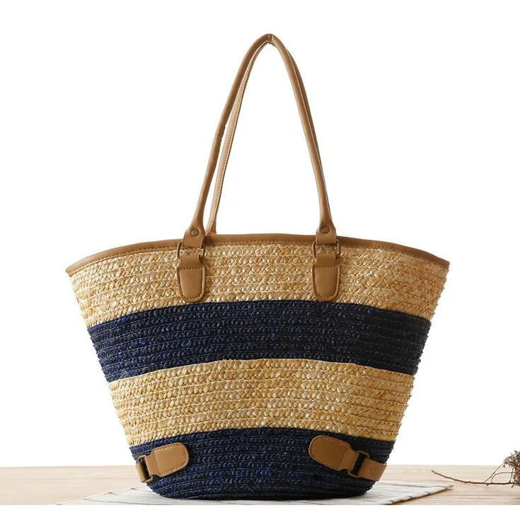 straw purse with leather handles