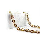 Acrylic Clutch Bag OC4054 Occi Supplier Wholesale Pearl White Acrylic Purse Acrylic Chains Clutch Bag