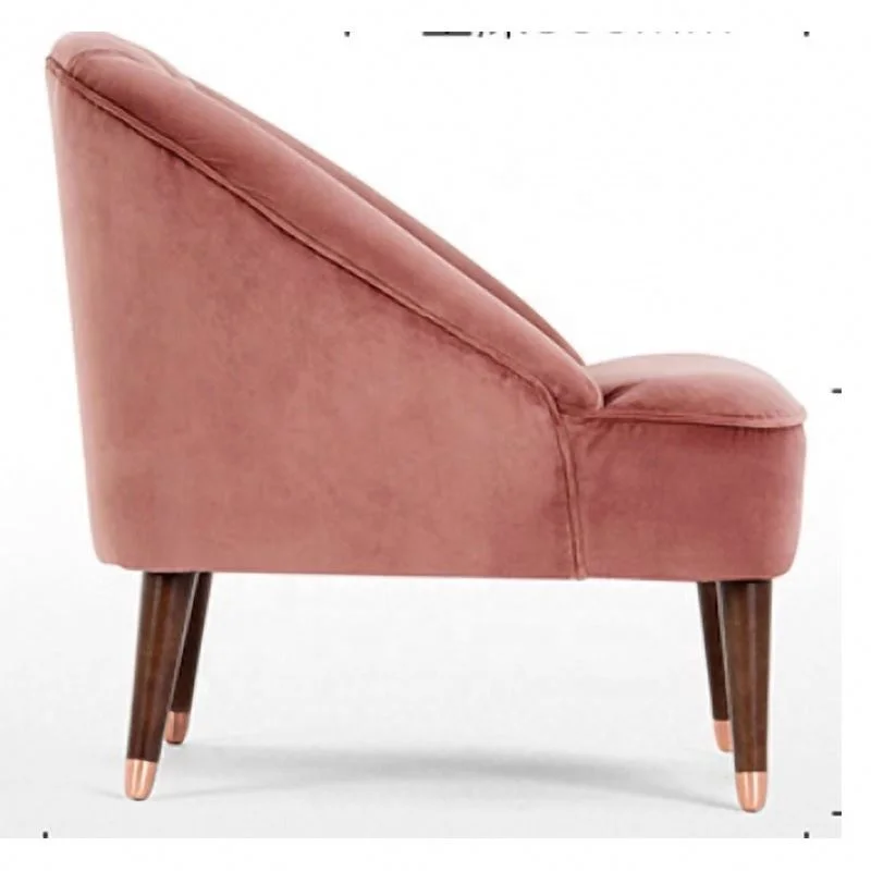 NOVA 20YHSR004 Nordic Style Comfortable Pink Velvet Shell Shaped Armchair Cafe Sofa Chair
