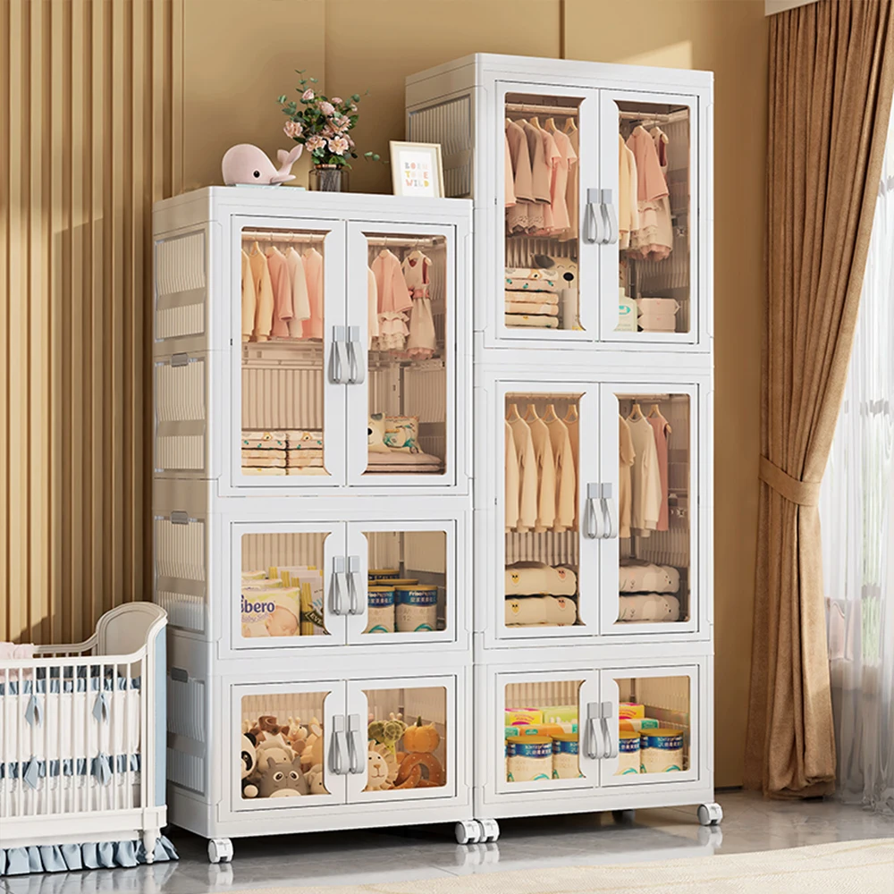 White Household Assembly Foldable Wardrobe Storage Cabinet Combination Diy Plastic Wardrobe Cabinet Design With Drawer