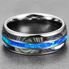 Stainless Steel Men Ring Fashion Simple Stainless Steel Men Ring Inlaid Color Shell Fashion Jewelry