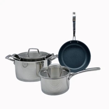 Deluxe 4 pcs Nonstick Skillet Set Stainless Steel Kitchen Cookware Set