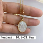 Shell Gifts Dainty Oval Medal Virgin Pendant Necklace Women Trendy Mother Of Pearl Shell Gifts Jewelry