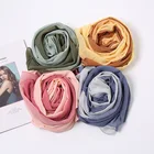 Scarf Muslim 2021 New Solid Color Pleated Scarf Women's Pure Cotton Muslim Chiffon Shawl Scarf