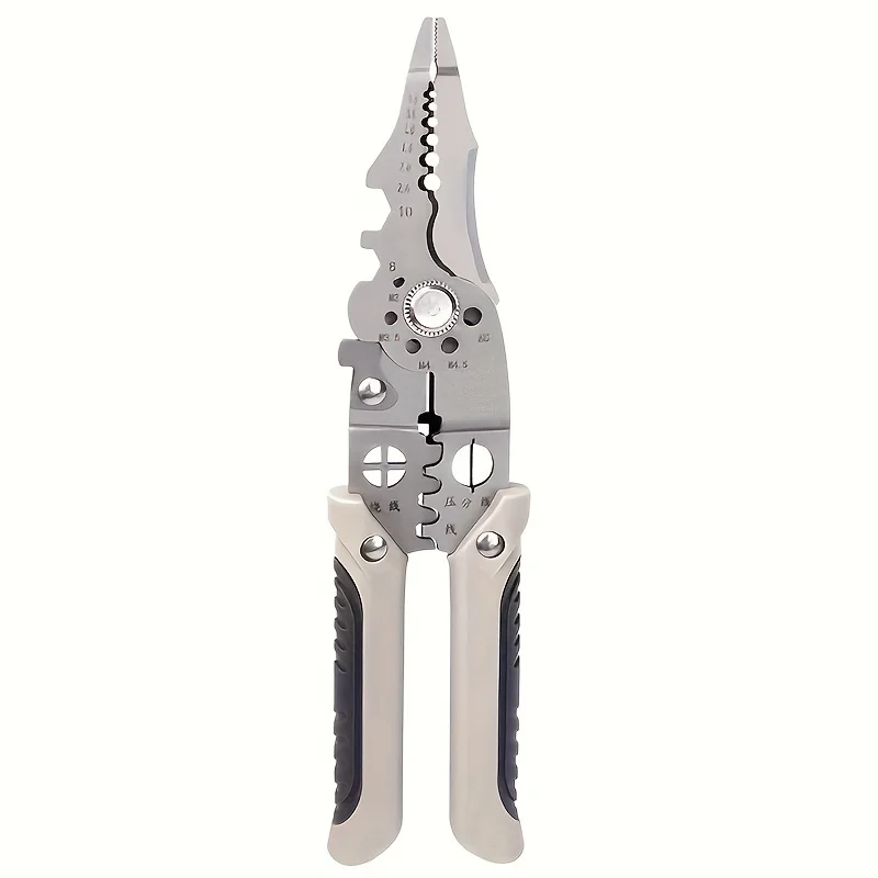 1pc 8.5-Inch Multi-Functional Stainless Steel Wire Cutter and Stripper Pliers for Electricians and Home Use