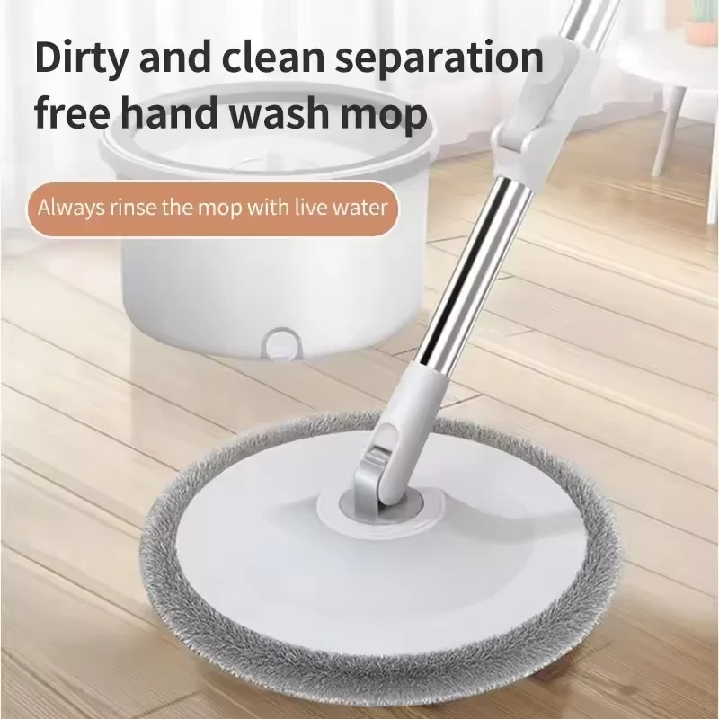 Rotating mop and bucket floor cleaning mop with dirty water separation bucket