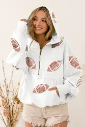 Wholesale Football Sequim Embroidery Manufacturers Oversize 1/4 Zip Pullover Custom Hoodies