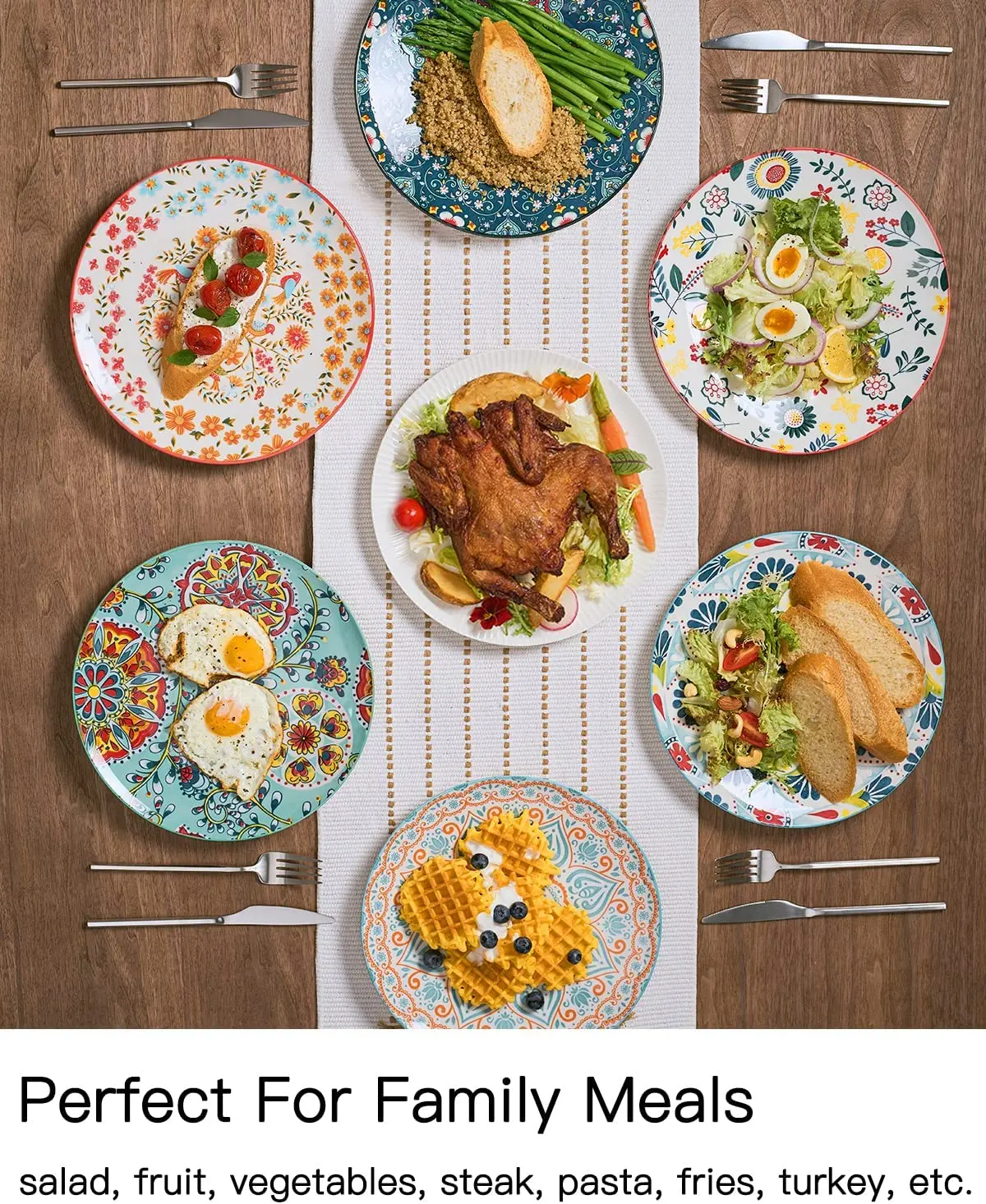 Bohemian Porcelain Dinnerware Set Plates Assorted Patterns Serving Plates Ceramic Dessert Dishes factory