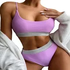 Sexy European And American Sexy High Waisted Bikini Split Swimsuit Women's Sequin Solid Color