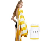 Striped Beach Towel Beach READY STOCK Custom Logo Printed Wholesale Striped Microfiber Suede Beach Towel
