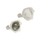 Ring Sterling Silver Ring Ins French Light Luxury Texture Texture White Crystal Open Ring Women