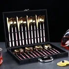 Wooden Box 6/12/16/24/36pcs Black Wooden Box For Stainless Steel Royal Flatware As Gift