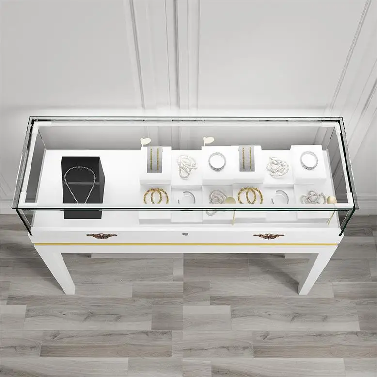 Popular Jewellery Glass Display Cabinet Stainless Steel Watches Jewelry Showcase