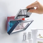 Phone New Blue ABS Bathroom Shower Phone Holder Waterproof Sticky Wall Mount Anti Fog Smart Phone Shower Holder