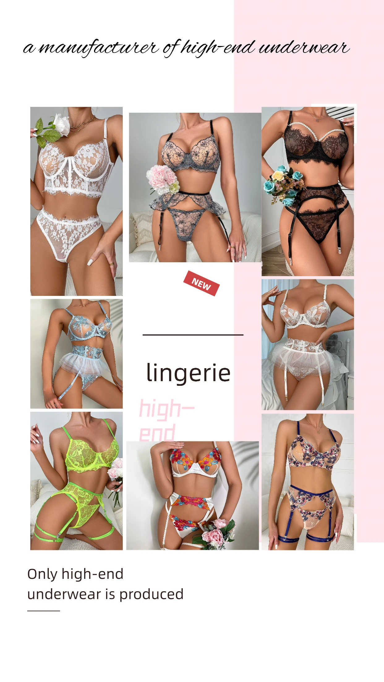 Hot Sell Lingerie Sexy Floral Embroidery Underwear Transparent Lace