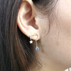 Heart Earring Drop Genuine 14K Solid Gold Real Diamonds Sapphire Heart Earring 14K Gold Drop Earring