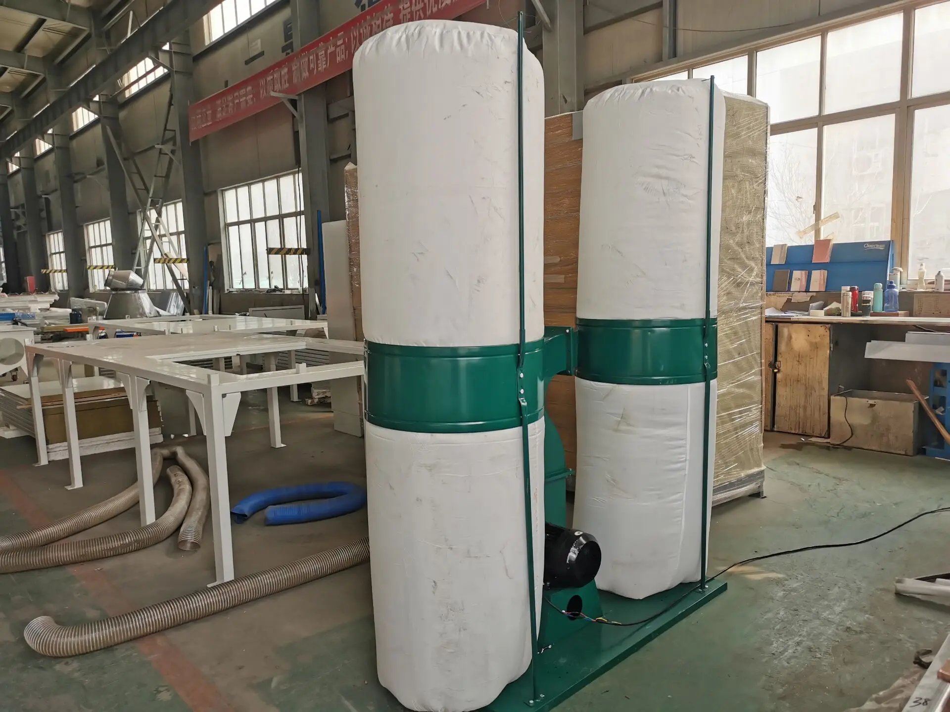 3kw 380v Double Barrel Dust Collector 2 Bags Woodworking Dust Collector