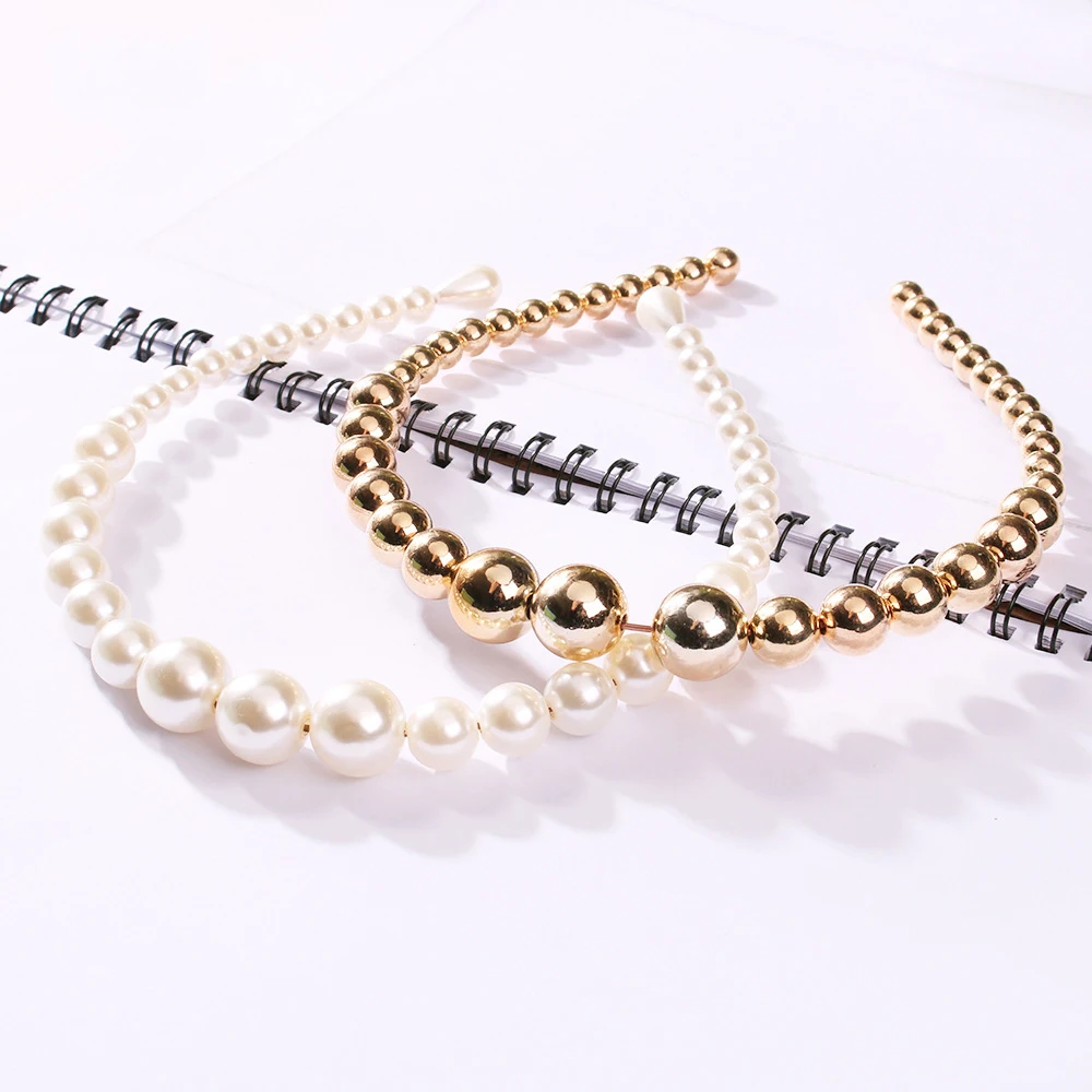 headbands for women 2021 luxury pearl headbands gold beaded pearl headband girls