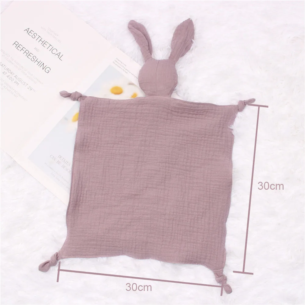 2021 Newest Cute Animal Rabbit Knot Quilt Organic Bunny Soft Baby Infant Teether Toy Cotton Muslin Baby Comforter Blanket