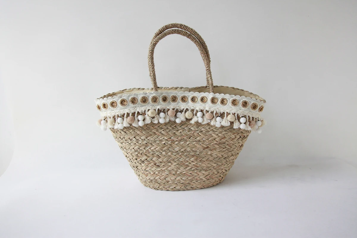 Wholesale raffia straw cooler custom mesh beach bag travel tote beach bag