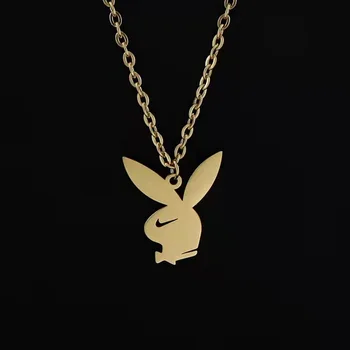 Vintage Rabbit Tick Pendant Necklace Cute Urban Street Animal Charm Boy Bunny Play Jewelry Cheap Factory Wholesale