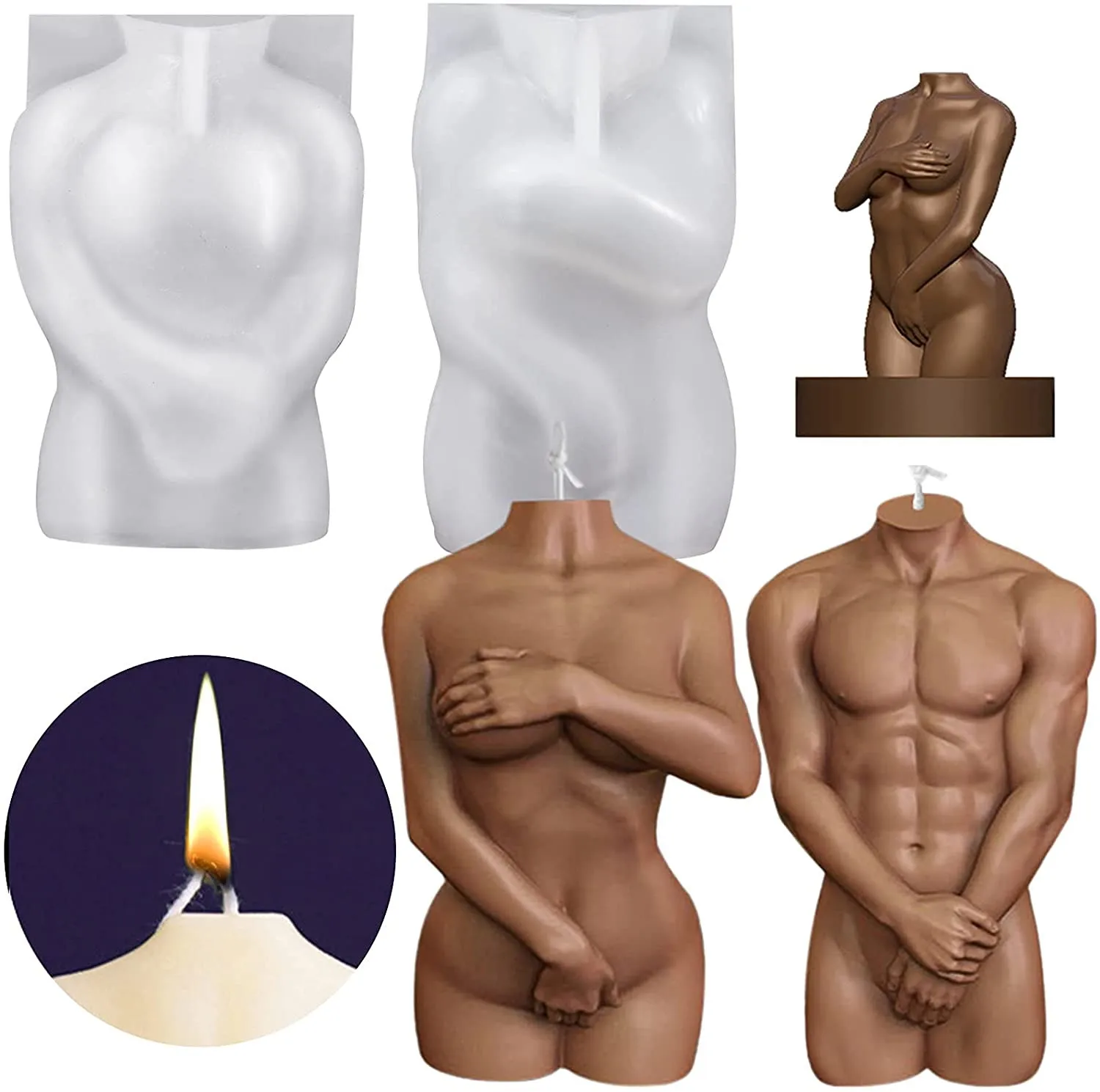 Art Female Shape Silicone Mold for Birthday Gift Candle Making, DIY Craft Making Silicone 3D Human Body Shape Candle Mold