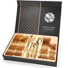 Cutlery Set Amazon Selling 24/30/36 Pcs Cutlery Set Gold Stainless Steel Knife And Fork Spoon
