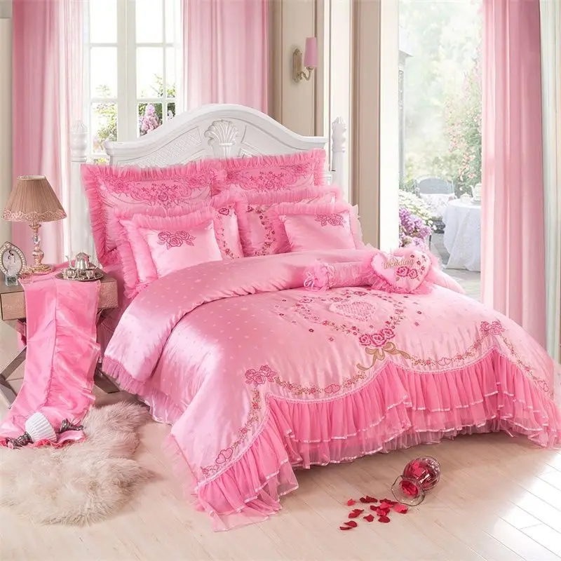 Luxury Princess Queen Size Bedding Set Luxury Silk Duvet Cover