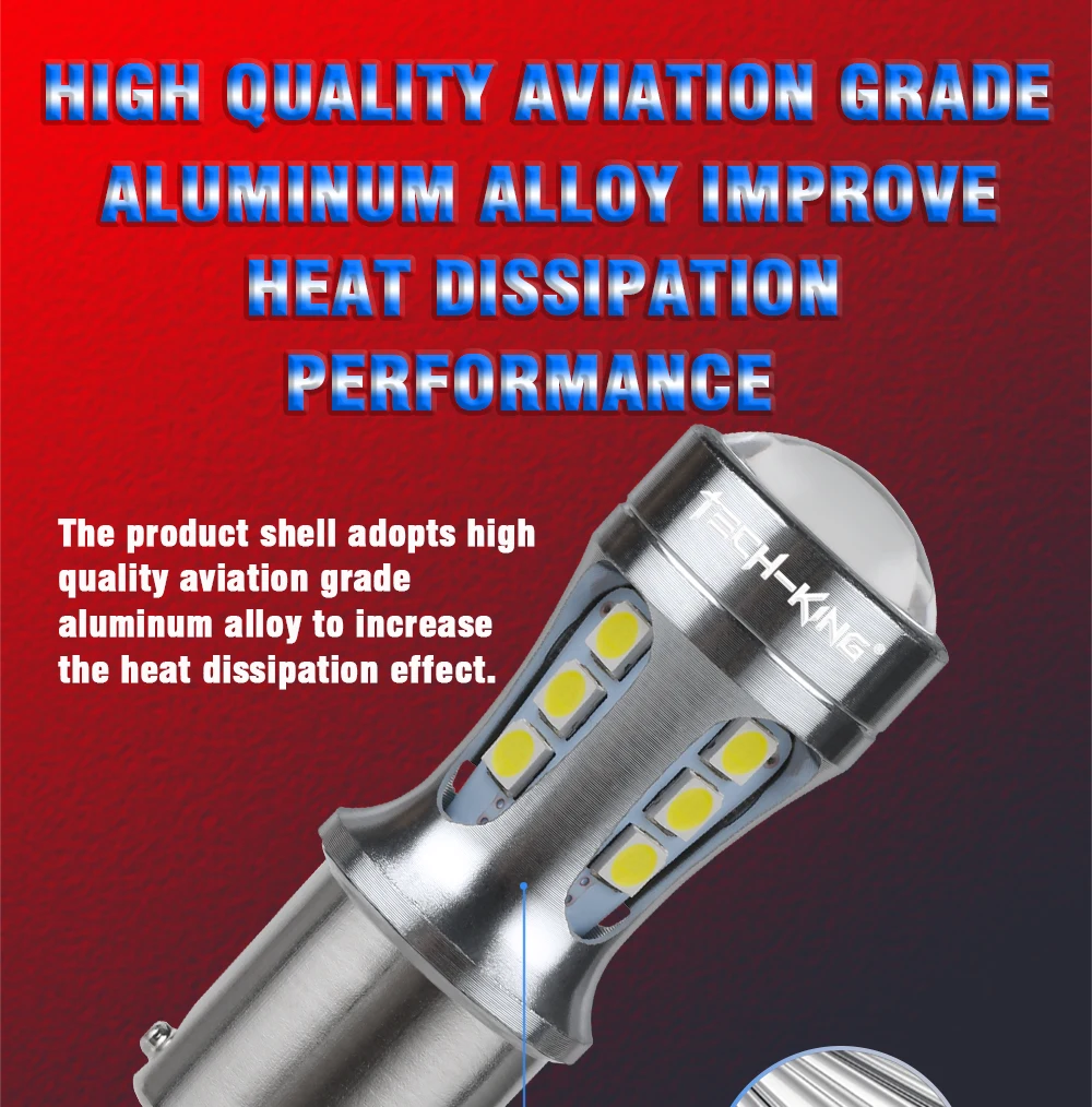 TECH KING Super Bright Canbus 12V 5W 3030 18SMD W21/5W 1157 7440 Car Led decode reverse lights Read turn signal brake bulb