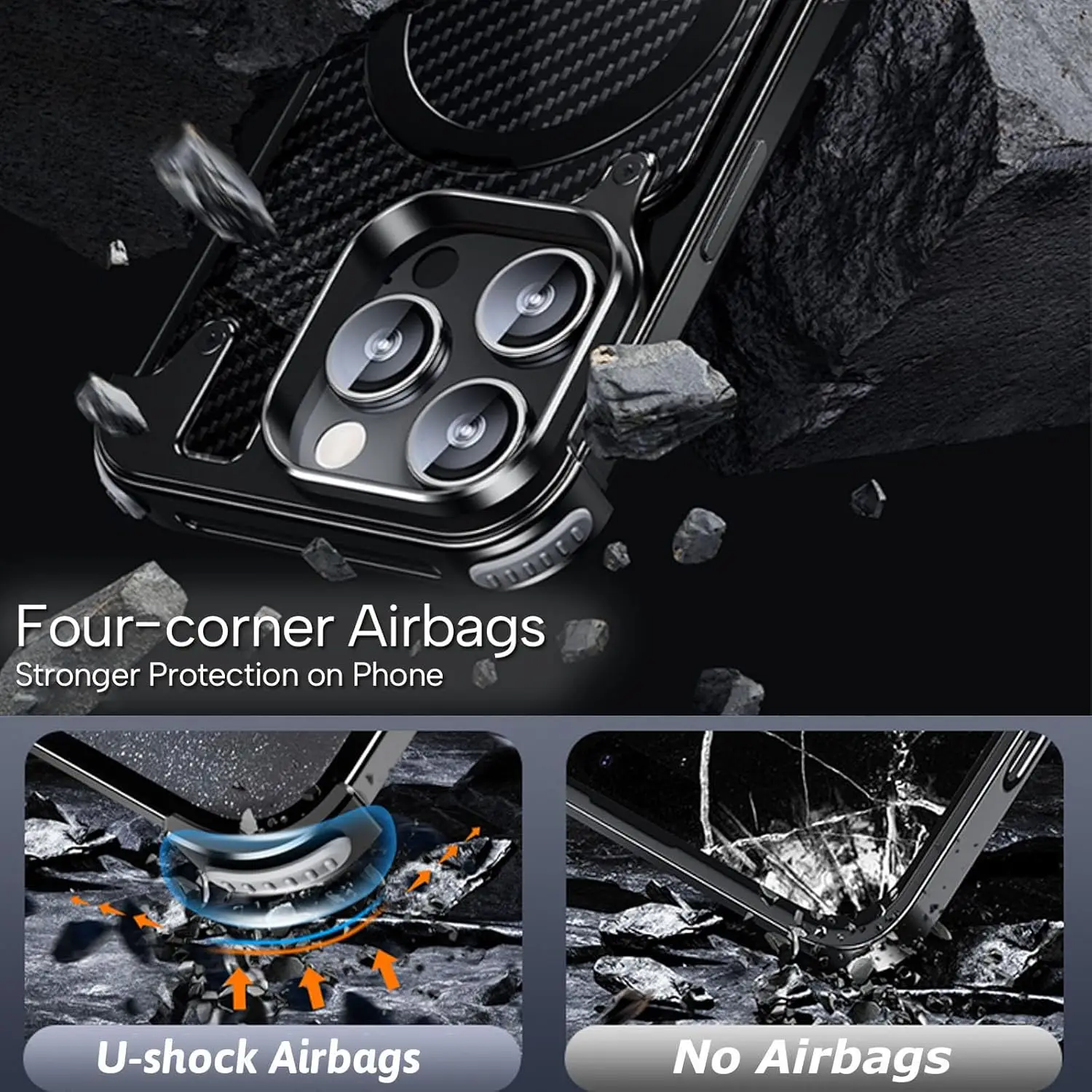 Hot Aluminum Alloy Carbon Fiber Metal Case for iPhone 16 Pro Max With 360 Magnetic Invisible Ring Stand Cover for iPhone 16 Pro Hb474dc50d45c41beaeee61bafb938346u