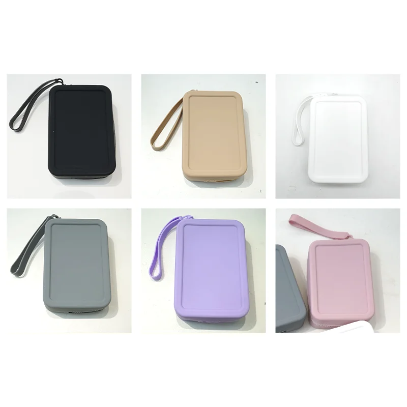 Women's Custom Logo Waterproof Wallets Toiletry Handbag Silicone Makeup Bag with Zipper Closure Long Travel Purse details