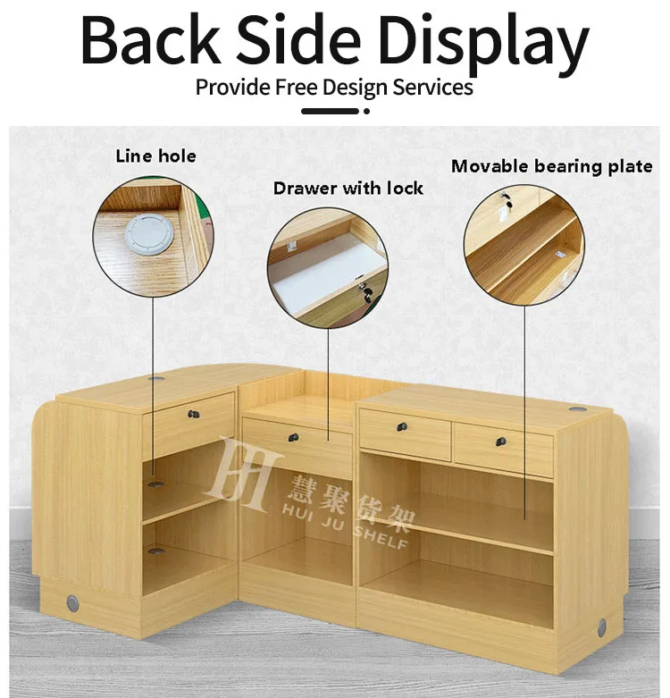 Meicheng Tobacco Display Wooden Wine Rack Used Checkout Counters Supermarket Cashier Desk Counter With Cashier Drawer