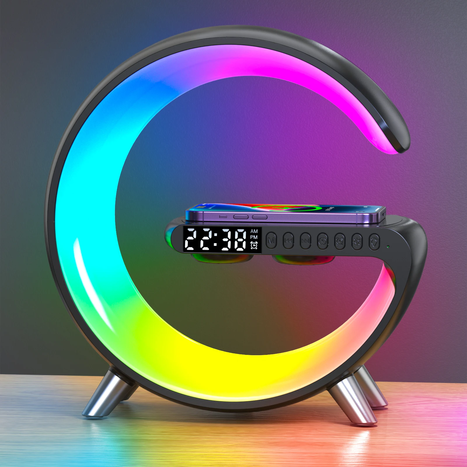 Lezen desinfecteren Natuur Best Gift Alarm Clock Wireless Charger With Speaker Colorful Night Light  Wireless Mobile Phone Charger For Iphone 14 Charger - Buy Alarm Clock  Wireless Charger,Speaker Wireless Charger,3 In 1 Wireless Charger Foldable