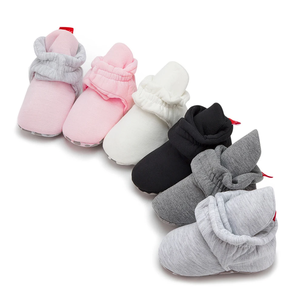 Baby Cribs Shoe Infant Girl Sock Shoes Warm Booties Solid Cotton Non-slip Soft-sole Toddler First Walkers Newborn
