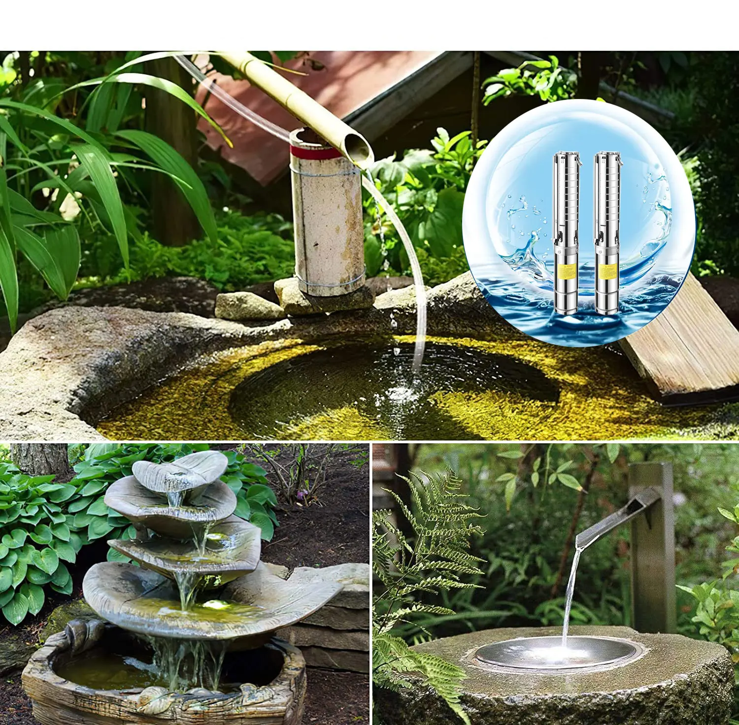 48V 400W DMX Fountain Pump With Stainless Steel Motor Submersed Water Pump Fountains Stainless Steel Material Copper Motor DC24V details