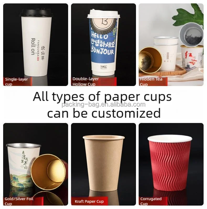 Papírový kelímek na zakázku 8/12/16/20 oz Jednorázový dvoustěnný papírový kelímek na vodu a kávu s víčkem