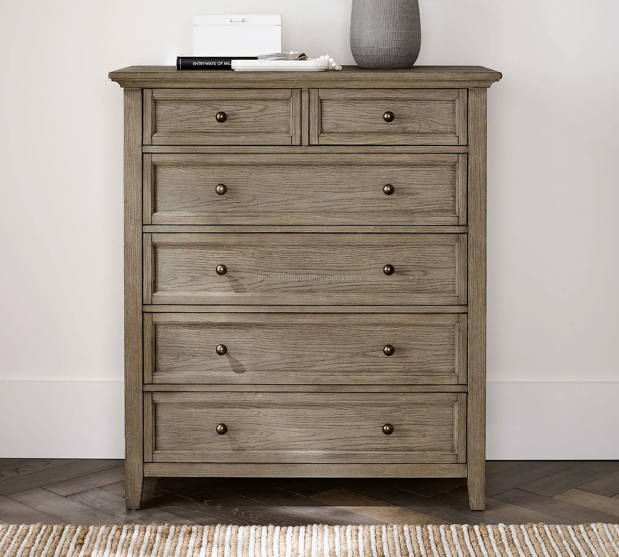 dresser set bedroom furniture oak 6-drawer tall dresser