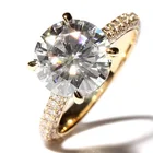 Rings For Woman Hot Sale Fashional 14K Yellow Gold Halo Moissanite Ring Engagement Diamond Ring For Woman