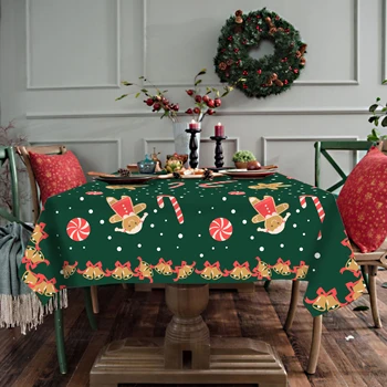 Christmas Waterproof Printing Table Cloth for Decoration Household Tablecloths 100% Polyester Fabric Square Table Mat Cover