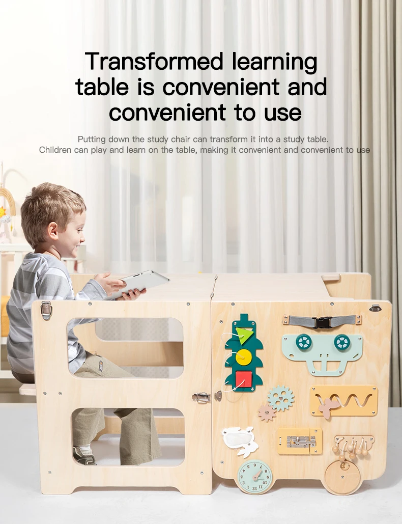 Tabouret de cuisine pliant Montessori pour tout-petits, chaise d'apprentissage multifonction en bois pour enfants, fabrication de tour d'apprentissage