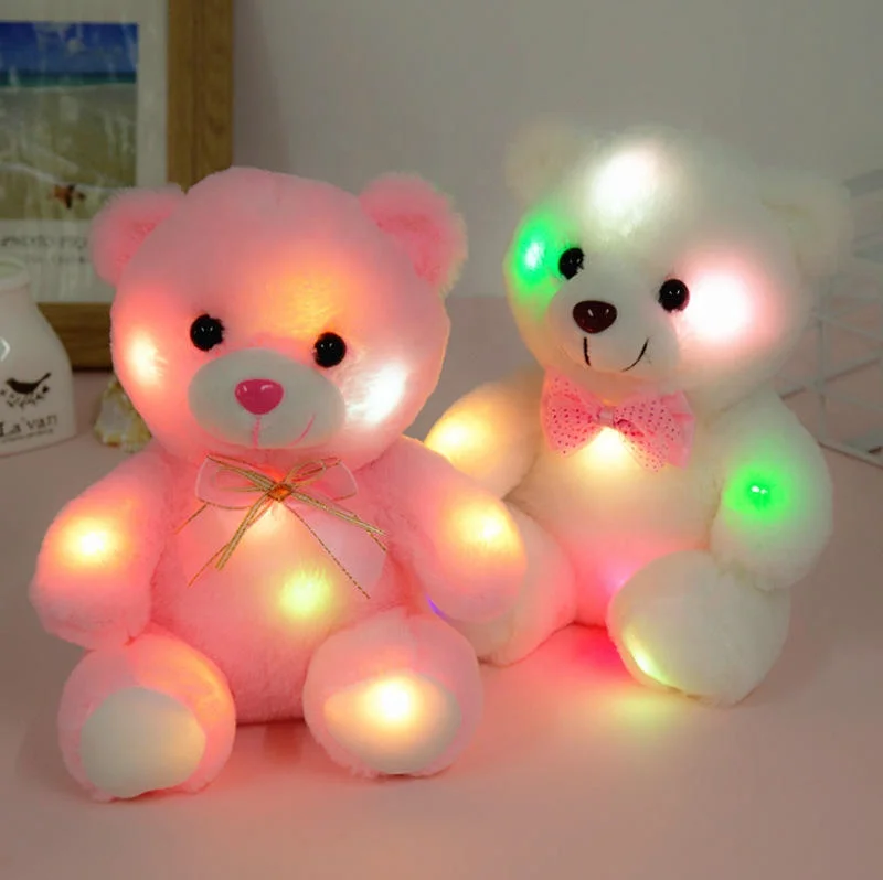 In Stock 22cm Soft Night Glow Companion Doll Teddy Bear Plush Toy Light Up Led Teddy Bear