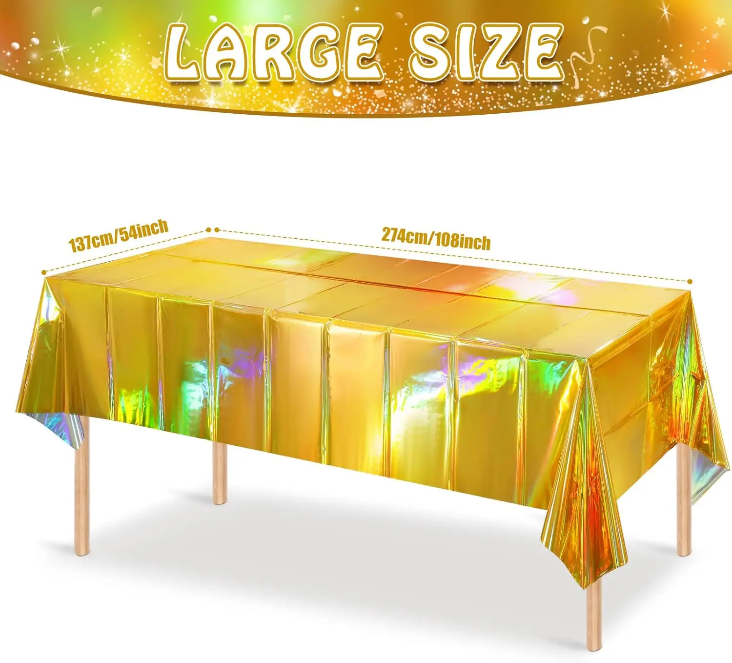 Waterproof Luxury Dinner Custom Rectangular Pvc Plastic Print Yellow Laser Disposable Table Tablecloth For Party