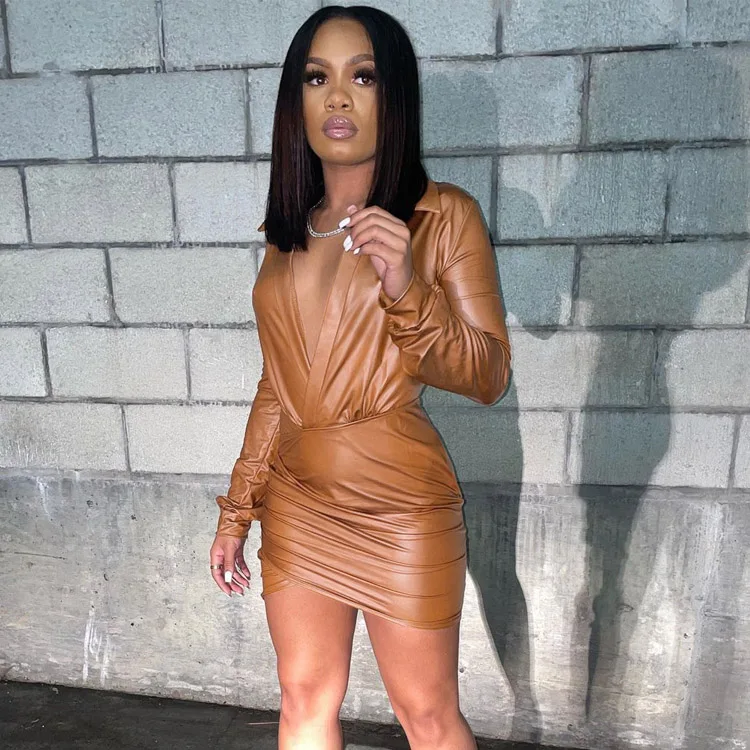 V Neck Ladies Bodycon Dresses Sexy 