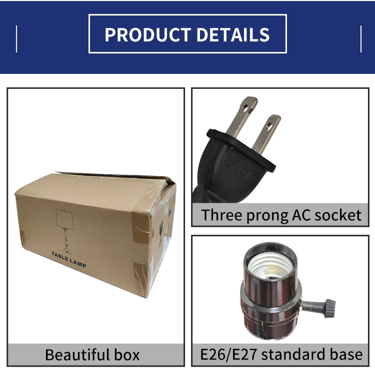 Simple style hotel bedroom light grey linen table lamp