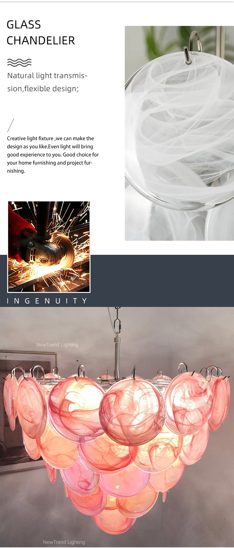 cpl 446 post modern creative murano glass chandelier italian designer style led pendant light for bedroom-1