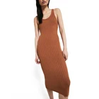 Dress Knitted Custom Knit Plain Sweater Dress Summer Sleeveless Ribbed Women Sweater