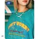 T Shirt Best Option O-Neck Loose Tie Dyed Letter Print Streetwear T Shirt Fitness Wholesale Cheap