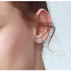 Earrings Stud Tiny Pink Rhinestone Earrings Maiden Party Earrings Stud Wholesale Korean Flower Earrings